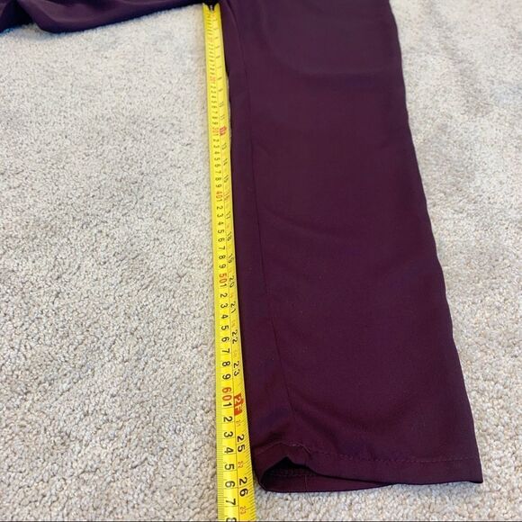 BOOHOO maroon burgundy Tie Waist Woven Satin Slimline Trousers Sz US2 NWT - Picture 8 of 11
